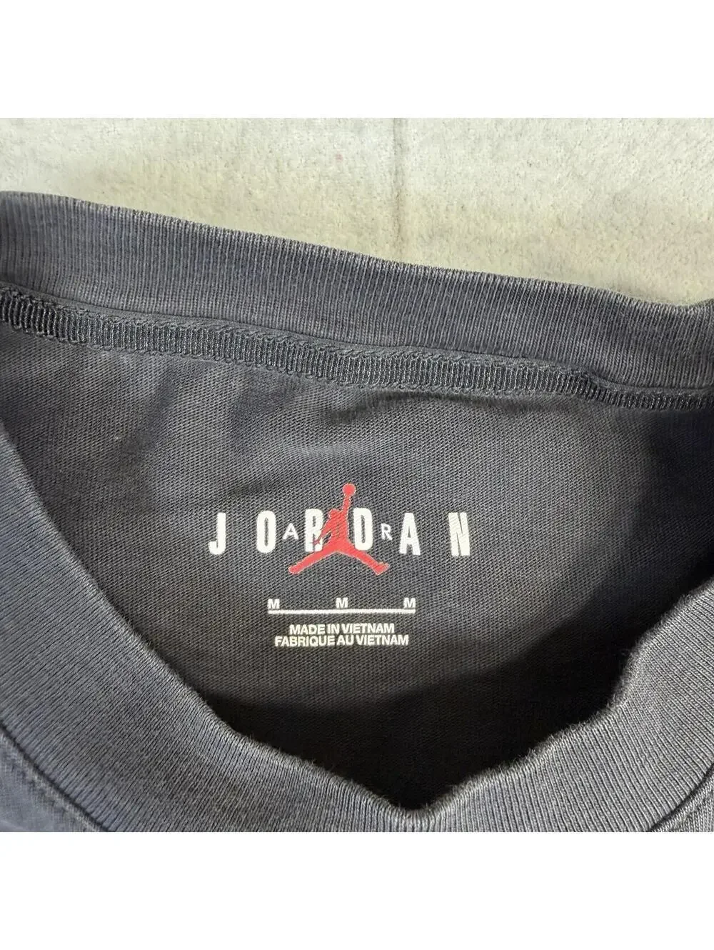 Air Jordan Woodmark Long Sleeve T-Shirt Mens Medium Gray Embroidered Jumpman